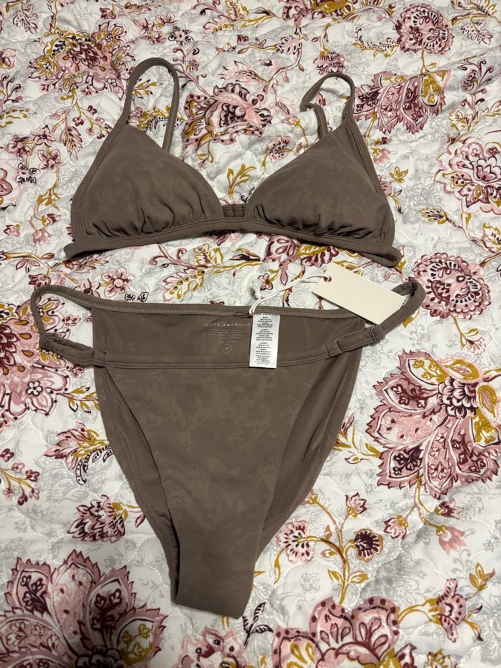 Good American Brown Triangle Bikini Set